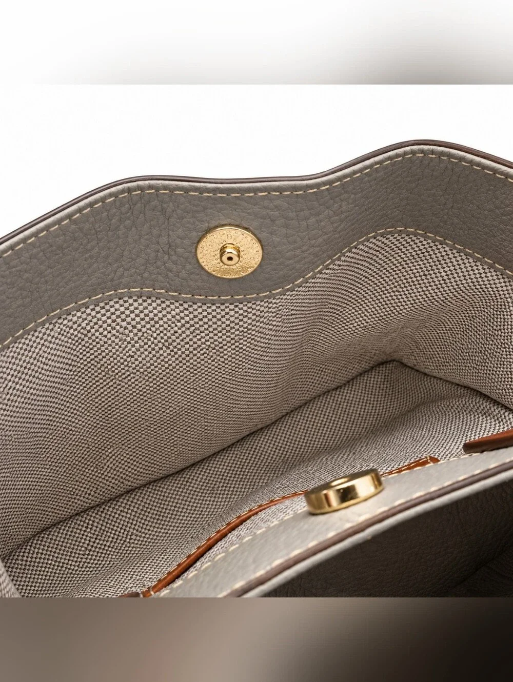 Dooney Bourke Large Brenna Pebble Leather Satchel Smoke Gray Zip Pouch Dust Bag - Picture 5 of 14